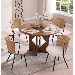 Rattan Dining Chairs, Set of 6